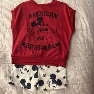 Toddler Boy Disney Mickey Mouse Americana T-shirt & Short Set Sizes 2T & 3T NWT